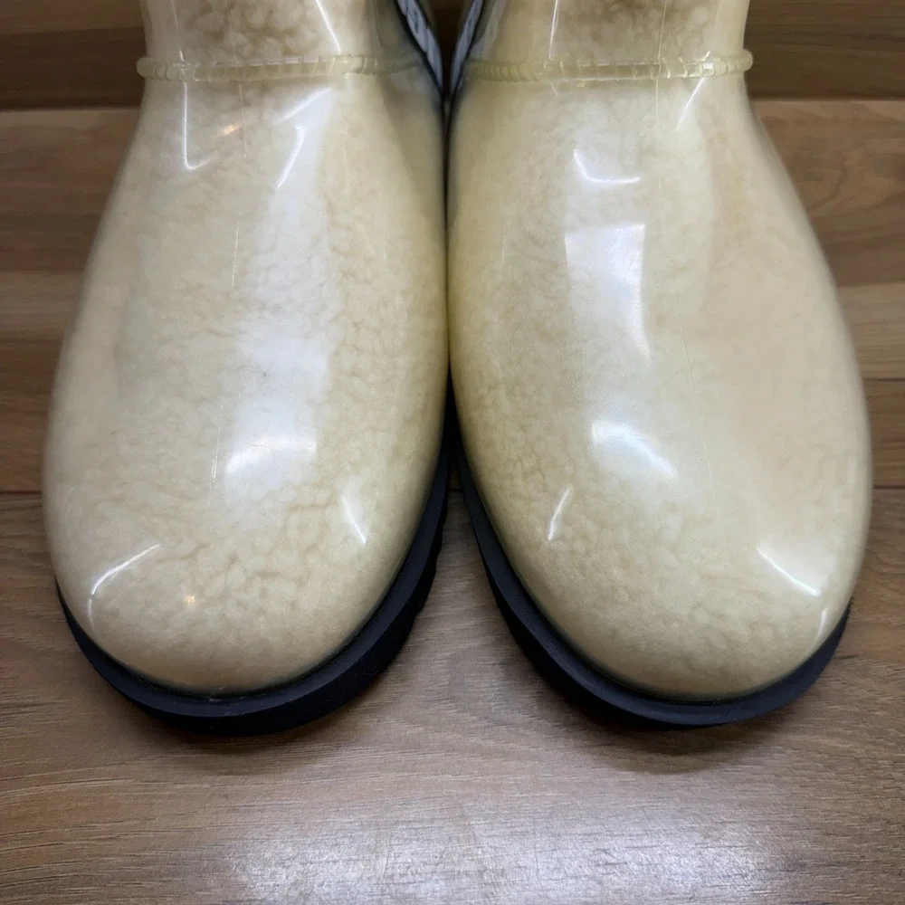UGG Classic Clear Mini Boots Womens 9 Sherpa Shearling Fur Lined Black Jelly